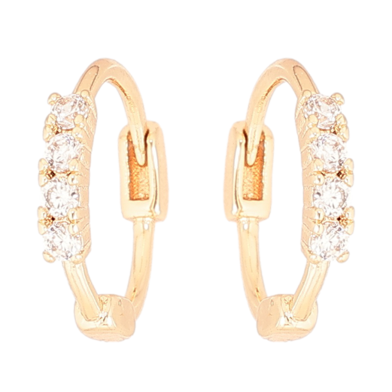 Серьги Xuping Позолота 18K колечки Кристальные дорожки фото №1