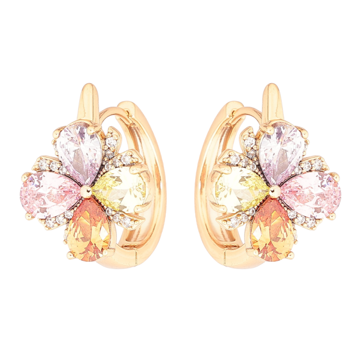 Сережки Xuping Позолота 18K колечка «Квіточки з різнокольорових кристалів» фото №14 Сережки Xuping Позолота 18K колечка «Квіточки з різнокольорових кристалів» фото №14