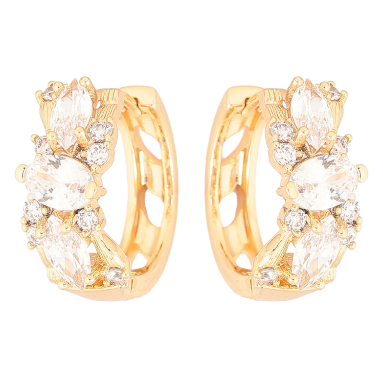 Сережки Xuping Позолота 18K колечка «Розсип кристалів» фото №1