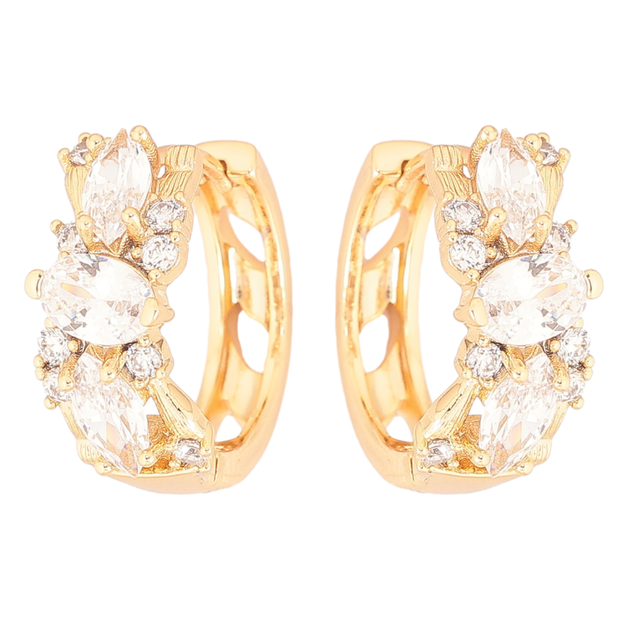 Сережки Xuping Позолота 18K колечка «Розсип кристалів» фото №1