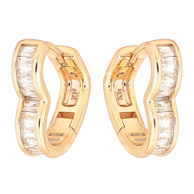 Серьги Xuping Позолота 18K колечки Сердечки с дорожками кристаллов фото №1 Серьги Xuping Позолота 18K колечки Сердечки с дорожками кристаллов фото №1