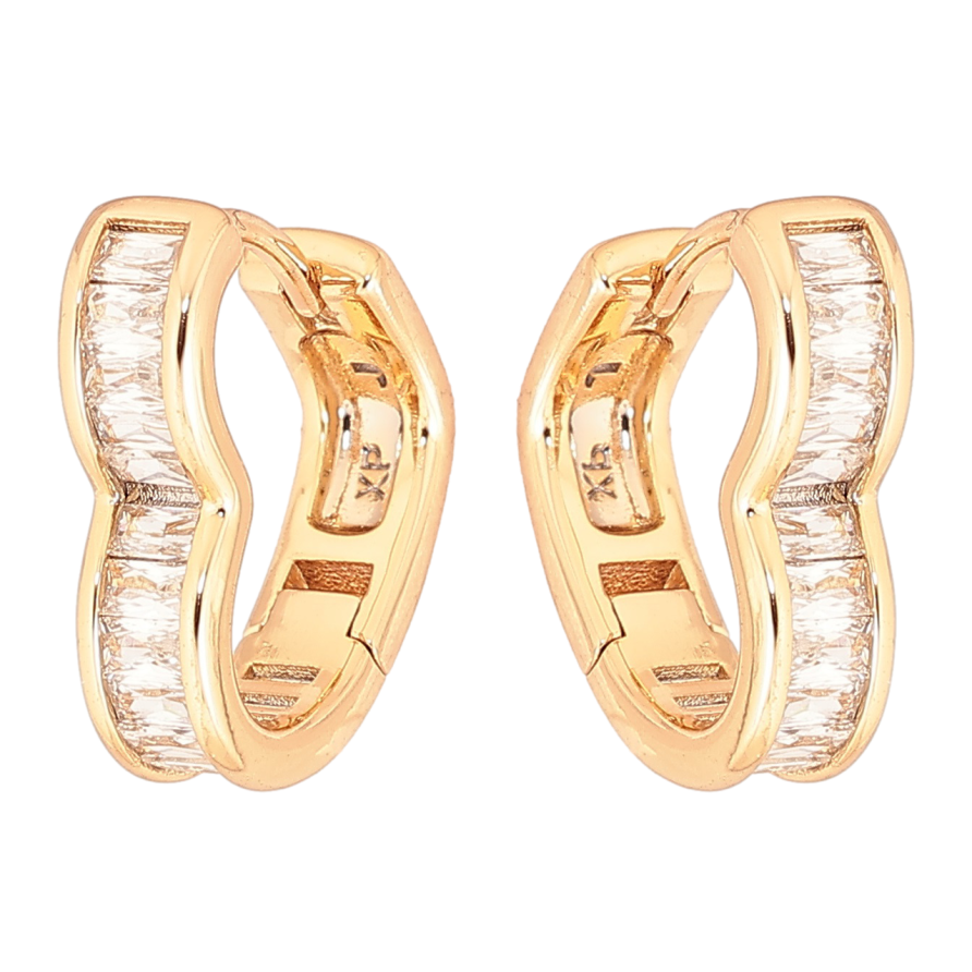 Сережки Xuping Позолота 18K колечка «Сердечка з доріжками кристалів» фото №1