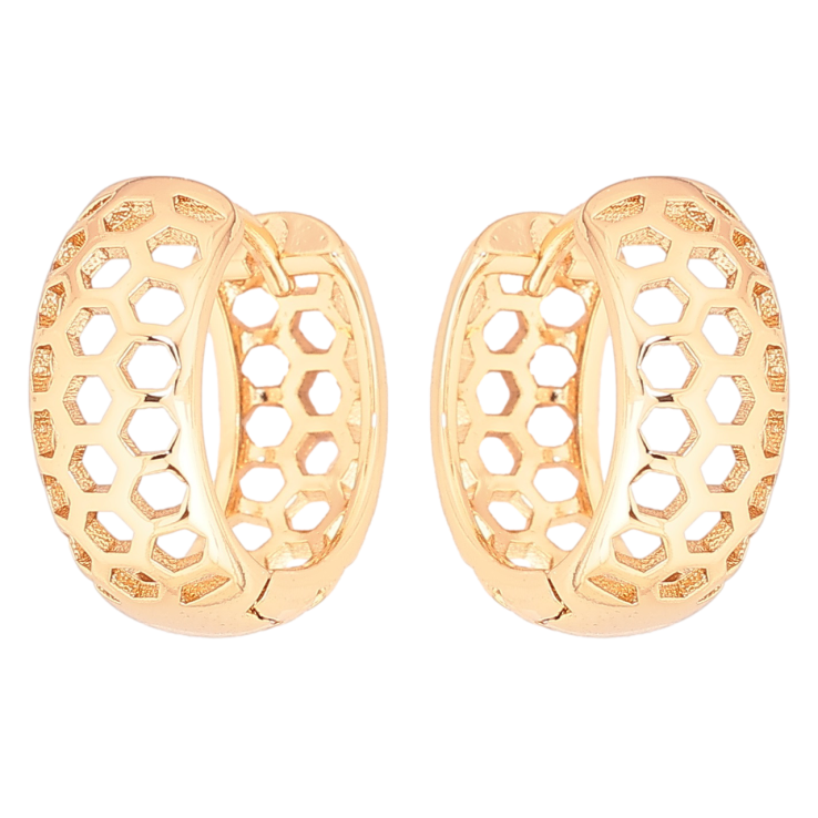 Сережки Xuping Позолота 18K колечка «Різьблений візерунок стільники» фото №19 Сережки Xuping Позолота 18K колечка «Різьблений візерунок стільники» фото №19