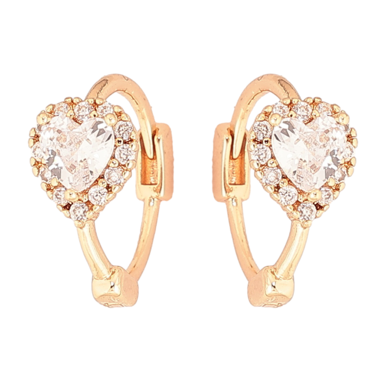 Сережки Xuping Позолота 18K колечка «Кристальні сердечка» фото №1