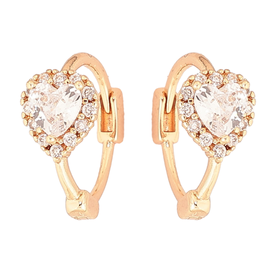 Сережки Xuping Позолота 18K колечка «Кристальні сердечка» фото №1