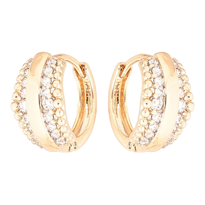 Серьги Xuping Позолота 18K колечки Узор с дорожками кристаллов фото №1