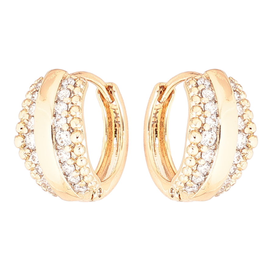 Сережки Xuping Позолота 18K колечка «Візерунок з доріжками кристалів» фото №1