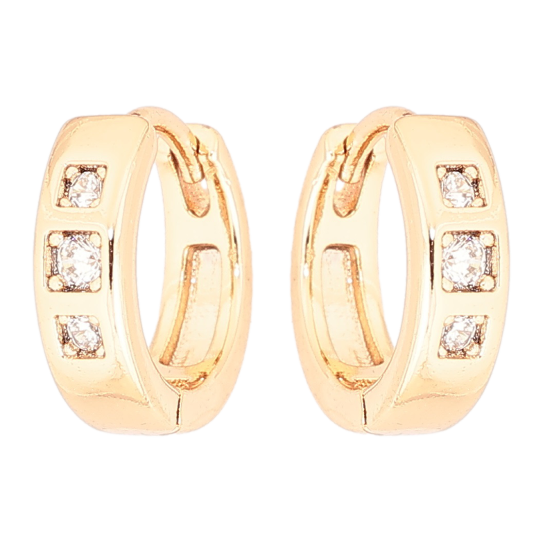 Серьги Xuping Позолота 18K колечки Три кристалла фото №2