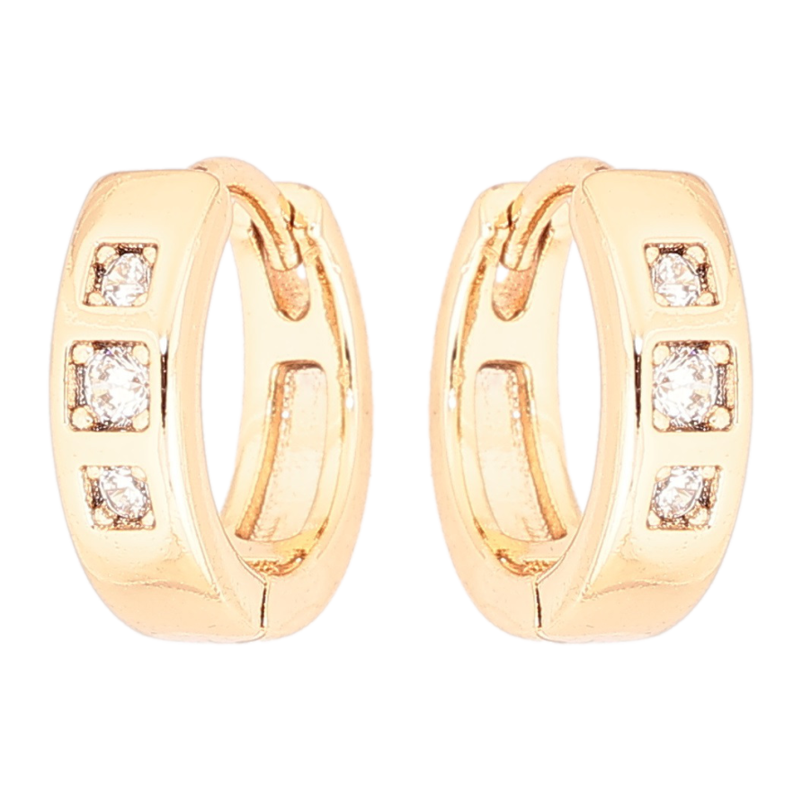 Сережки Xuping Позолота 18K колечка «Три кристали» фото №1