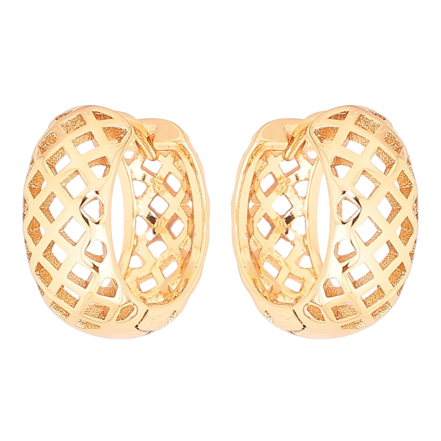 Сережки Xuping Позолота 18K колечка «Різьблений візерунок» фото №1 Сережки Xuping Позолота 18K колечка «Різьблений візерунок» фото №1