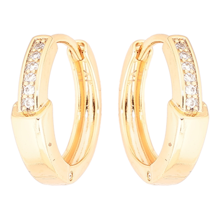 Сережки Xuping Позолота 18K колечка «Візерунок з доріжками кристалів» фото №10