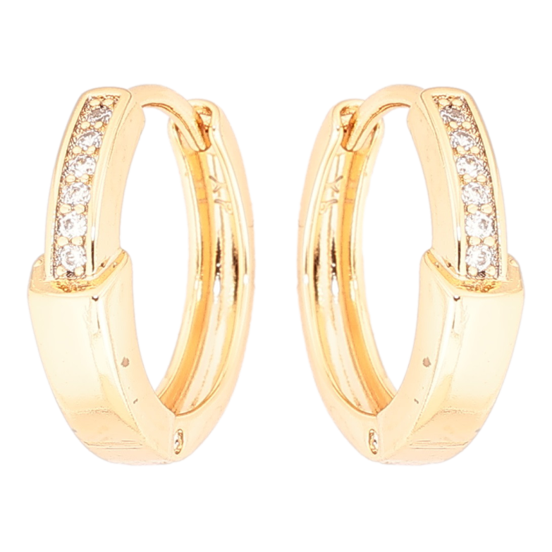 Сережки Xuping Позолота 18K колечка «Візерунок з доріжками кристалів» фото №3