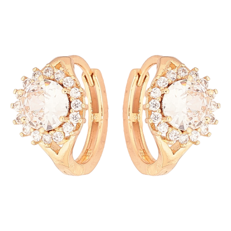 Серьги Xuping Позолота 18K колечки Блеск кристаллов фото №1 Серьги Xuping Позолота 18K колечки Блеск кристаллов фото №1