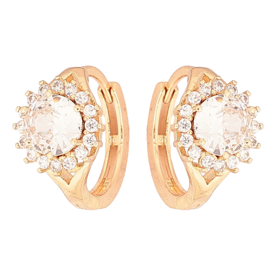 Сережки Xuping Позолота 18K колечка «Блиск кристалів» фото №1 Сережки Xuping Позолота 18K колечка «Блиск кристалів» фото №1