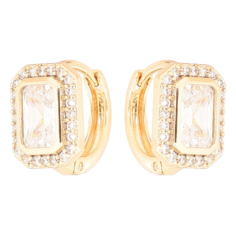 Сережки Xuping Позолота 18K колечка «Кришталевий блиск» фото №1 Сережки Xuping Позолота 18K колечка «Кришталевий блиск» фото №1