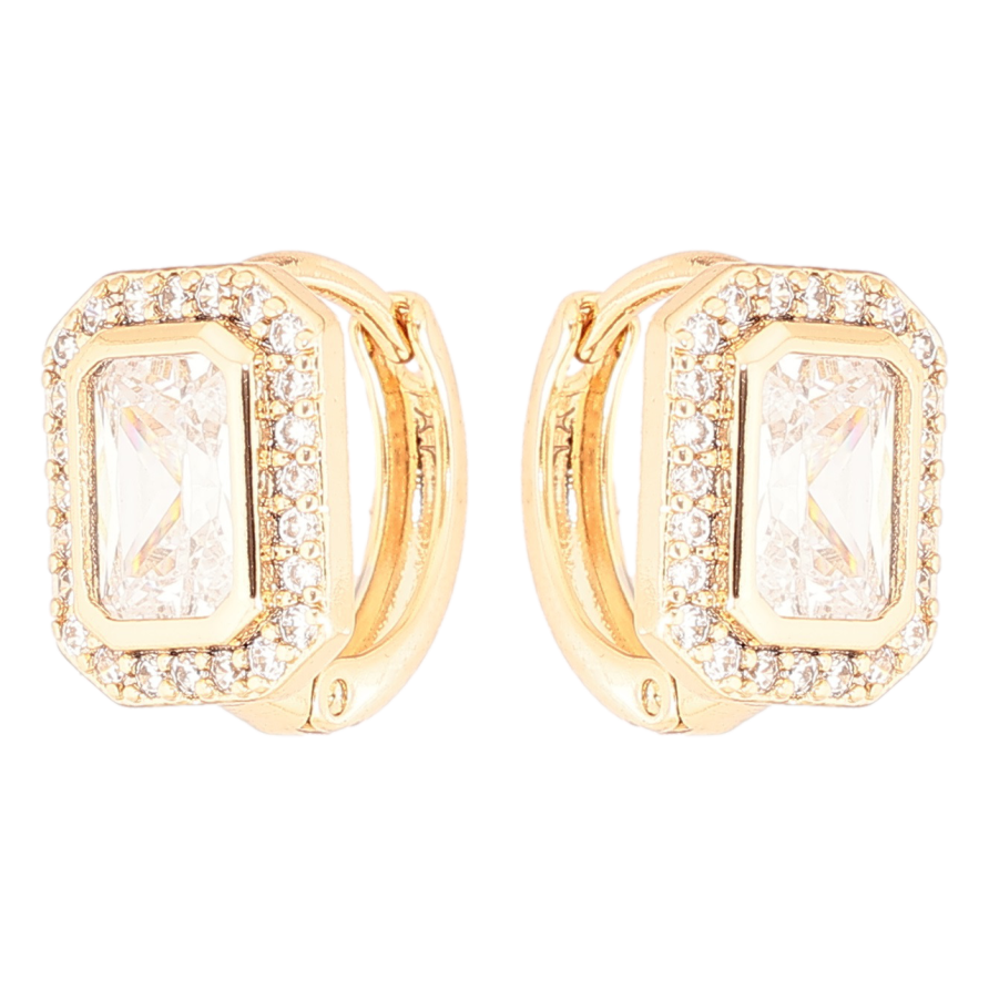 Сережки Xuping Позолота 18K колечка «Кришталевий блиск» фото №1 Сережки Xuping Позолота 18K колечка «Кришталевий блиск» фото №1