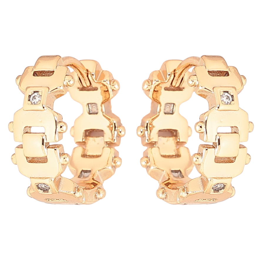 Сережки Xuping Позолота 18K колечка «Декоративний візерунок з кристалами» фото №1