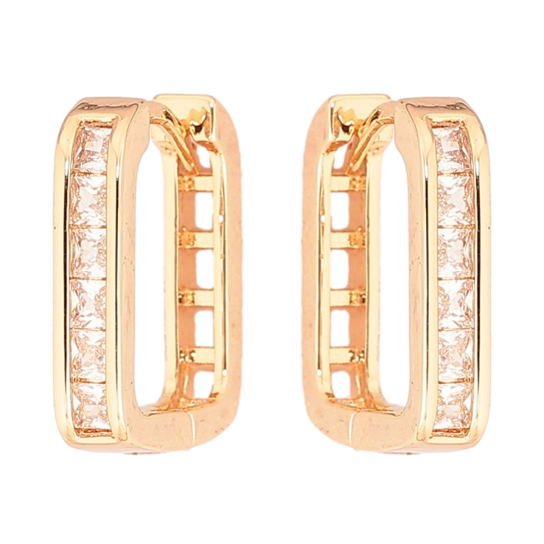 Серьги Xuping Позолота 18K колечки Кристальные дорожки фото №1