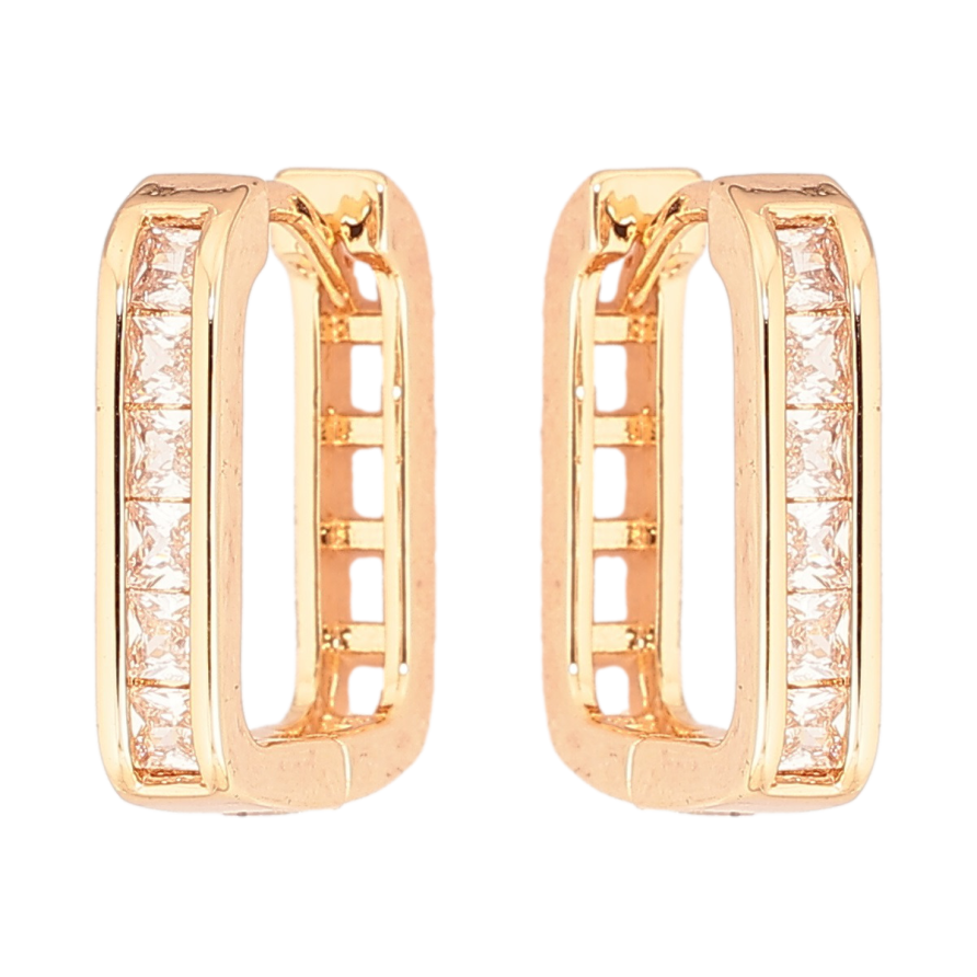 Сережки Xuping Позолота 18K колечка «Кришталеві доріжки» фото №1 Сережки Xuping Позолота 18K колечка «Кришталеві доріжки» фото №1