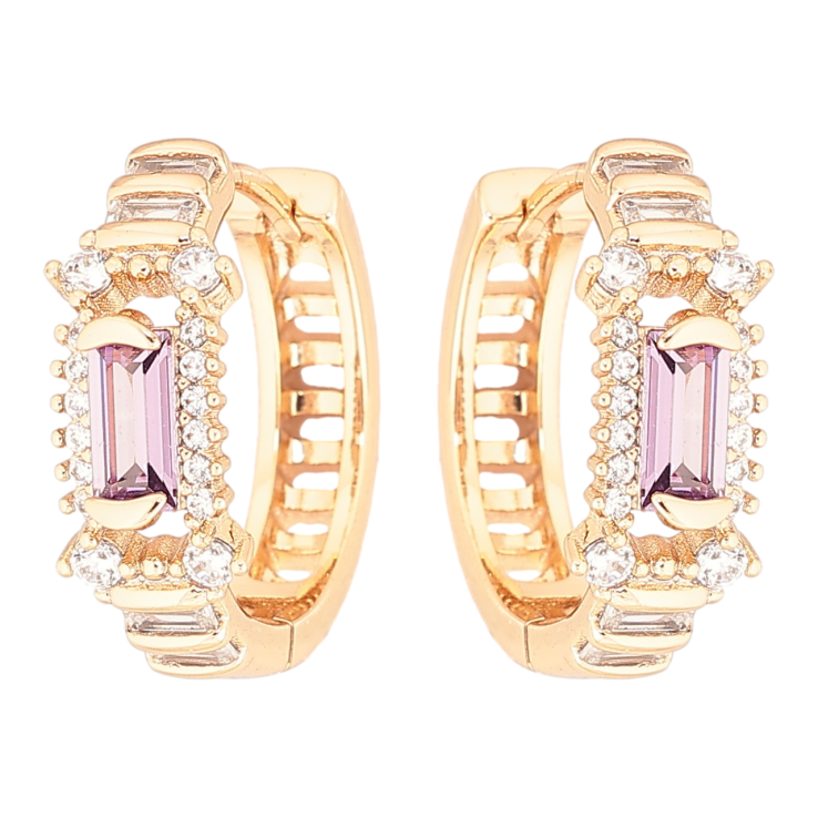 Сережки Xuping Позолота 18K колечка «Декоративний візерунок із бузковими кристалами» фото №11