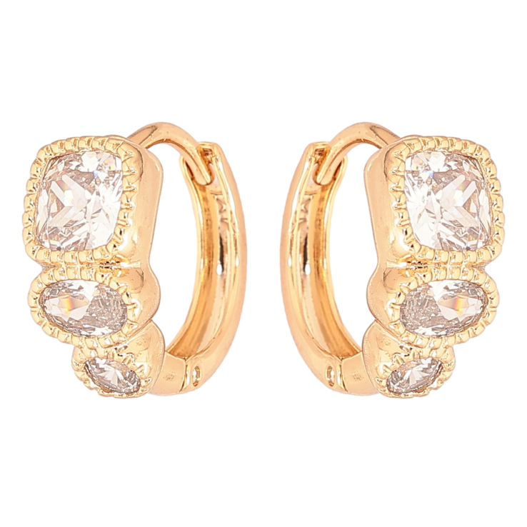 Сережки Xuping Позолота 18K колечка «Три кристали» фото №11 Сережки Xuping Позолота 18K колечка «Три кристали» фото №11