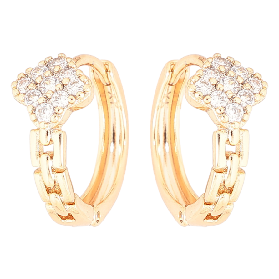 Сережки Xuping Позолота 18K колечка «Декоративний візерунок з кристалами» фото №1