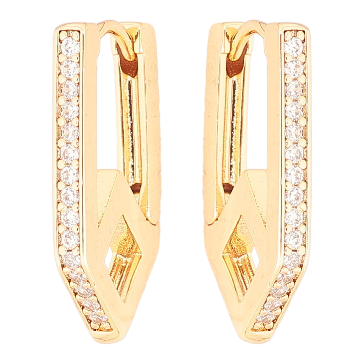 Сережки Xuping Позолота 18K колечка «Доріжки кристалів» фото №12