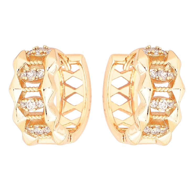 Сережки Xuping Позолота 18K колечка «Декоративний візерунок з кристалами» фото №7