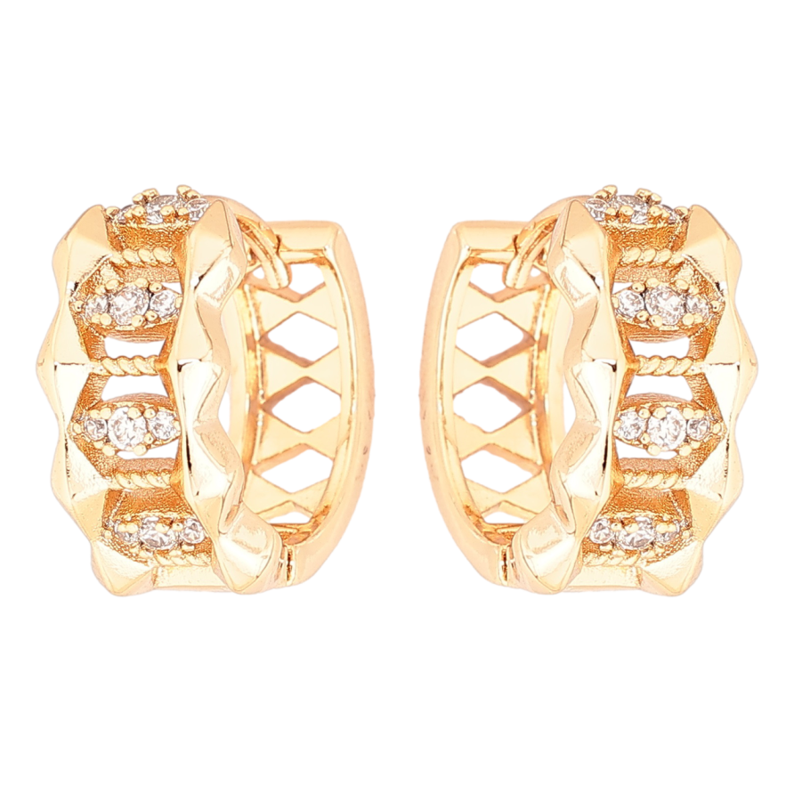 Сережки Xuping Позолота 18K колечка «Декоративний візерунок з кристалами» фото №1