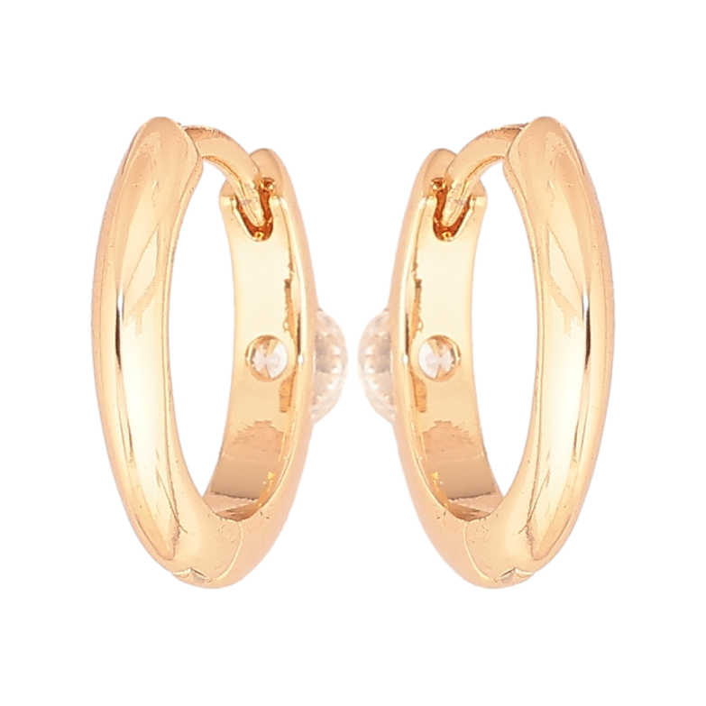 Серьги Xuping Позолота 18K колечки Кристальные вставки сзади фото №1