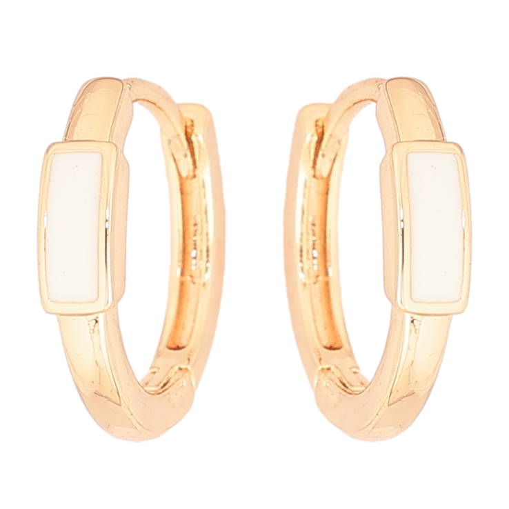 Сережки Xuping Позолота 18K колечка «Візерунок з білою емаллю» фото №10