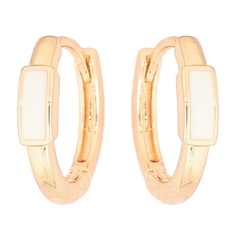 Серьги Xuping Позолота 18K колечки Узор с белой эмалью фото №1