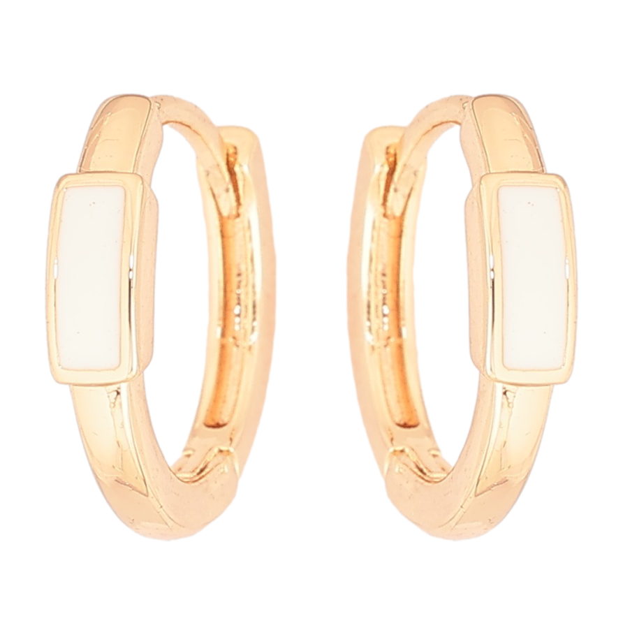 Сережки Xuping Позолота 18K колечка «Візерунок з білою емаллю» фото №1