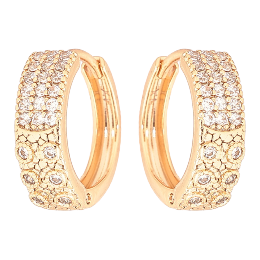 Сережки Xuping Позолота 18K колечка «Декоративний візерунок з інкрустацією кристалами» фото №1 Сережки Xuping Позолота 18K колечка «Декоративний візерунок з інкрустацією кристалами» фото №1