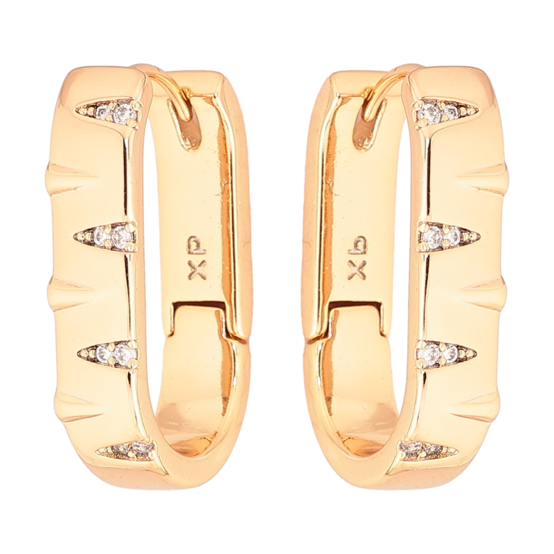 Сережки Xuping Позолота 18K колечка «Декоративний візерунок з кристалами» фото №1 Сережки Xuping Позолота 18K колечка «Декоративний візерунок з кристалами» фото №1