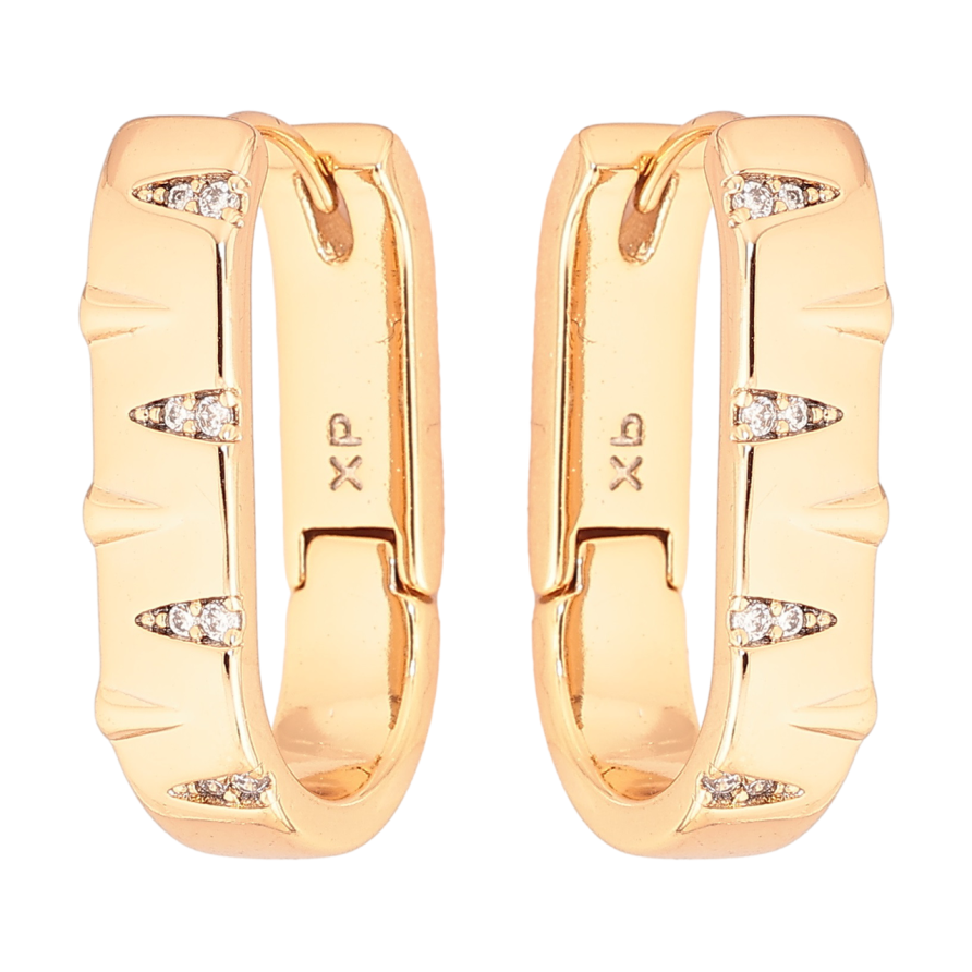 Сережки Xuping Позолота 18K колечка «Декоративний візерунок з кристалами» фото №1 Сережки Xuping Позолота 18K колечка «Декоративний візерунок з кристалами» фото №1