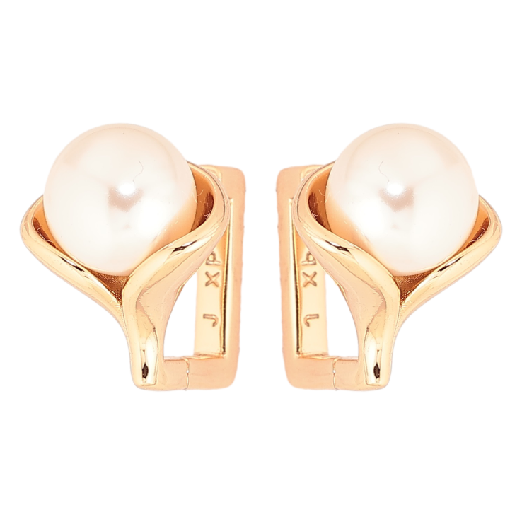Сережки Xuping Позолота 18K колечка «Перлинні бутони» фото №18 Сережки Xuping Позолота 18K колечка «Перлинні бутони» фото №18