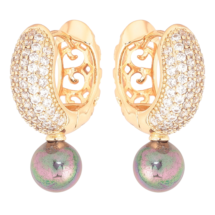 Сережки Xuping Позолота 18K колечка «Інкрустація кристалами з чорними перлинами» фото №12 Сережки Xuping Позолота 18K колечка «Інкрустація кристалами з чорними перлинами» фото №12