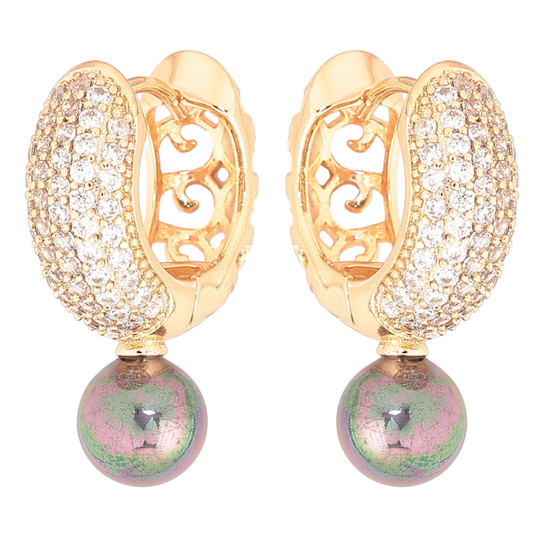 Сережки Xuping Позолота 18K колечка «Інкрустація кристалами з чорними перлинами» фото №1