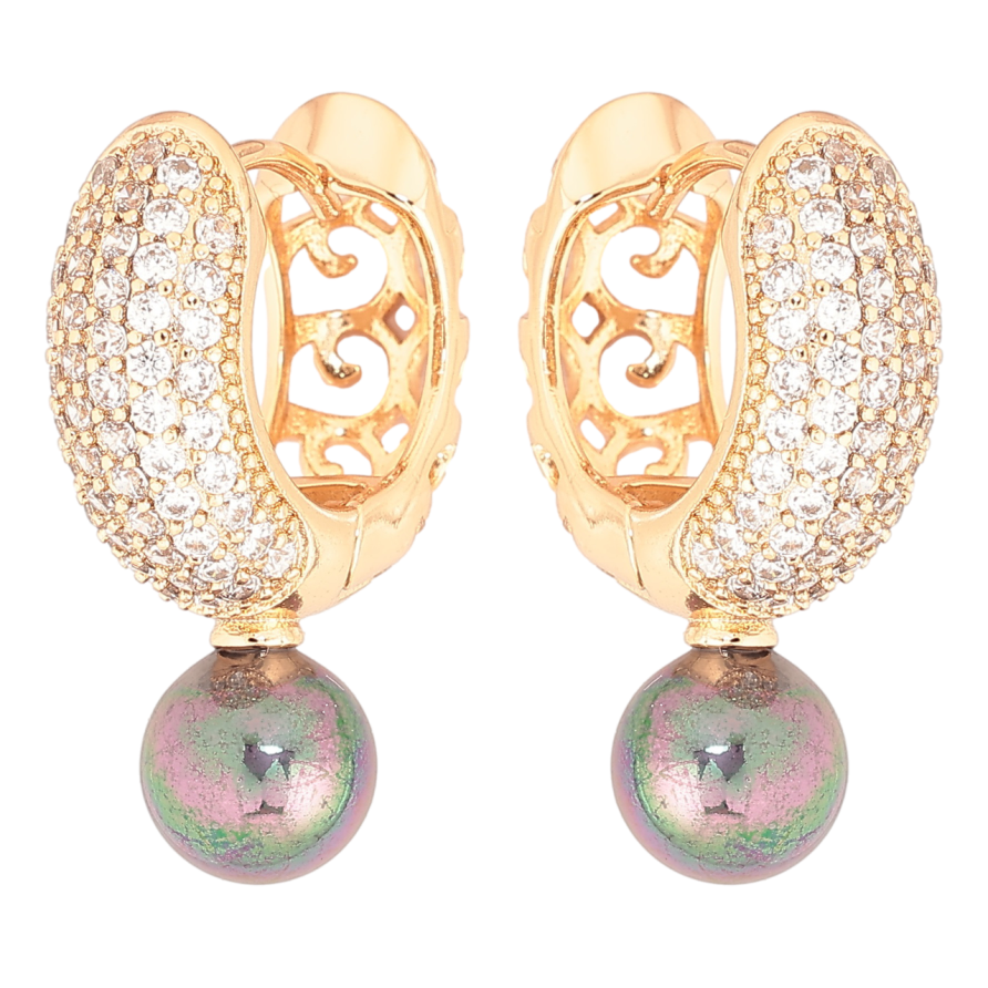 Сережки Xuping Позолота 18K колечка «Інкрустація кристалами з чорними перлинами» фото №1