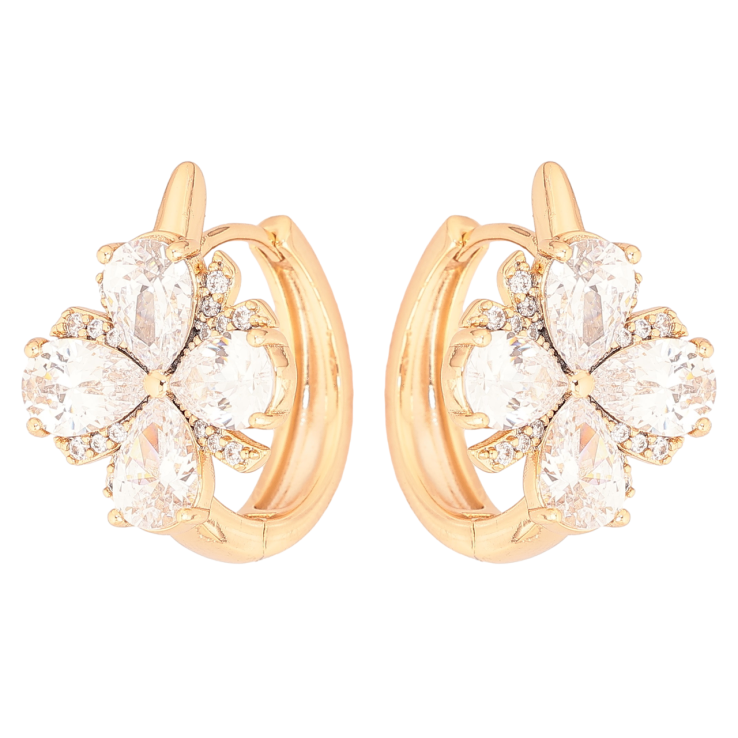 Сережки Xuping Позолота 18K колечка «Кришталеві квіточки» фото №19 Сережки Xuping Позолота 18K колечка «Кришталеві квіточки» фото №19