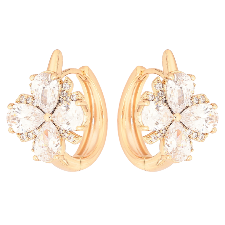 Серьги Xuping Позолота 18K колечки Кристальные цветочки фото №8