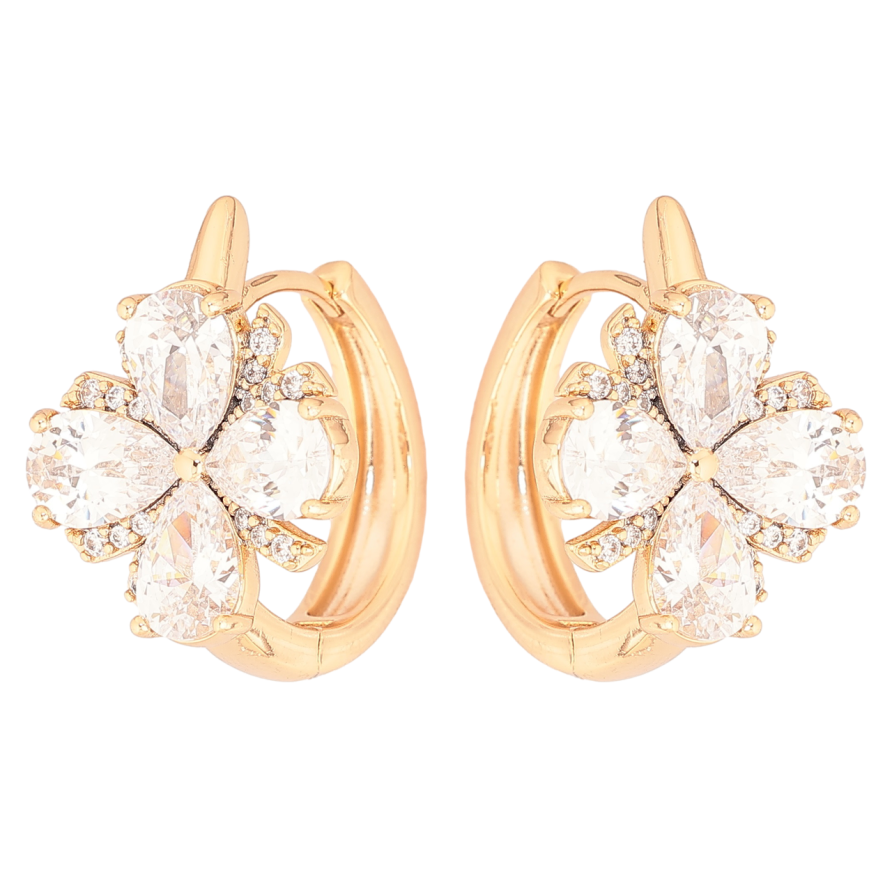 Сережки Xuping Позолота 18K колечка «Кришталеві квіточки» фото №1