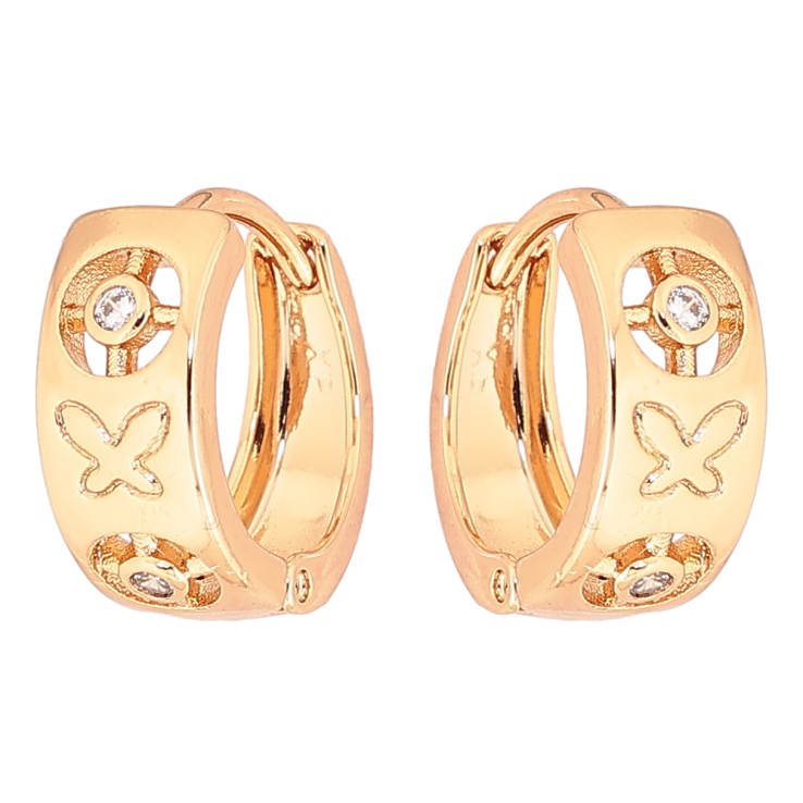 Сережки Xuping Позолота 18K колечка «Декоративний візерунок із кристалами та метеликами» фото №10