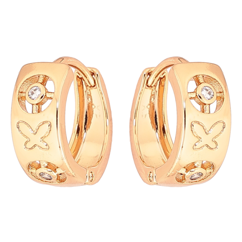 Серьги Xuping Позолота 18K колечки Декоративный узор с кристаллами и бабочками фото №1