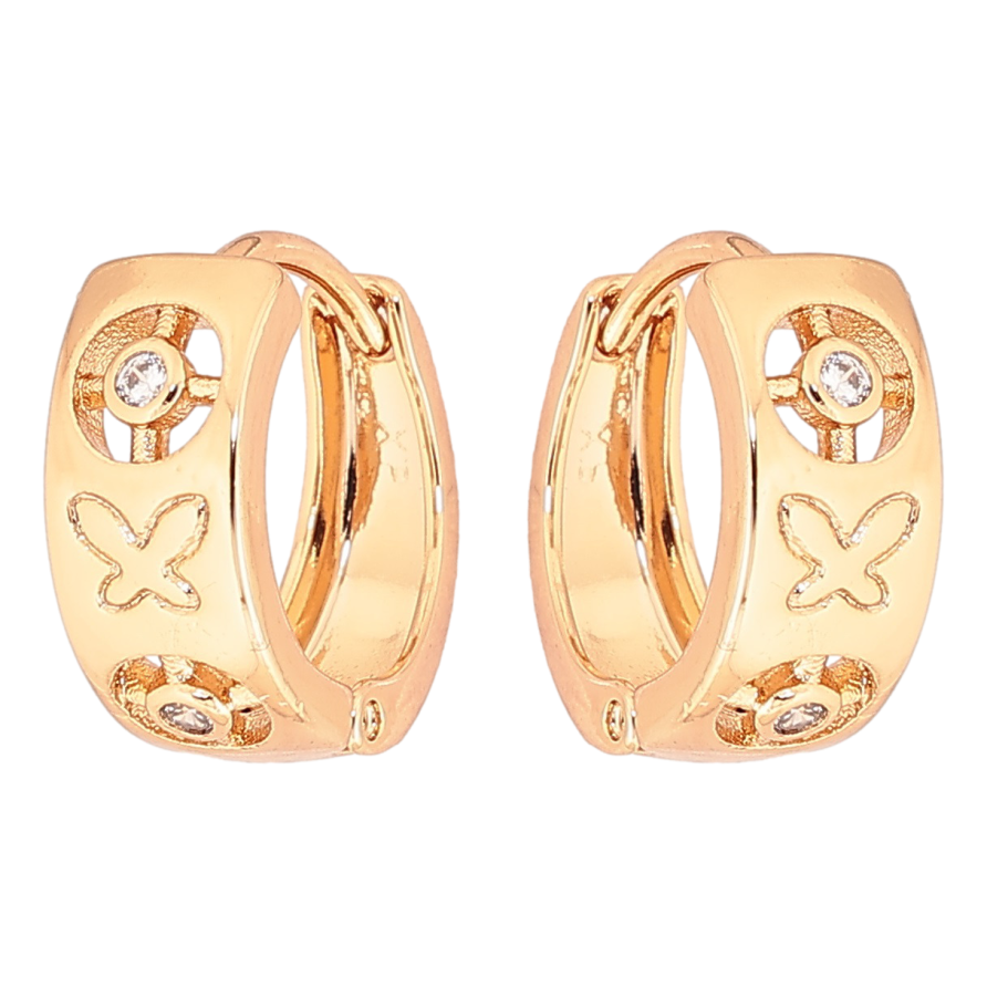 Сережки Xuping Позолота 18K колечка «Декоративний візерунок із кристалами та метеликами» фото №1