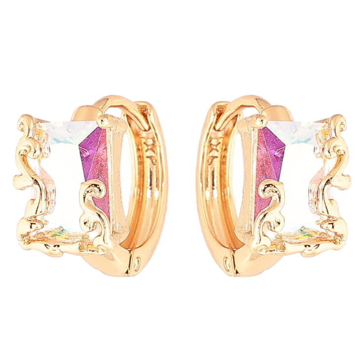 Сережки Xuping Позолота 18K колечка «Райдужні кристали» фото №4