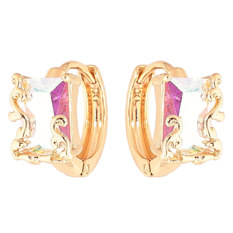 Серьги Xuping Позолота 18K колечки Радужные кристаллы фото №1 Серьги Xuping Позолота 18K колечки Радужные кристаллы фото №1