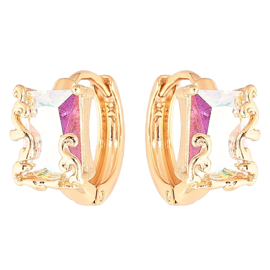 Сережки Xuping Позолота 18K колечка «Райдужні кристали» фото №1 Сережки Xuping Позолота 18K колечка «Райдужні кристали» фото №1