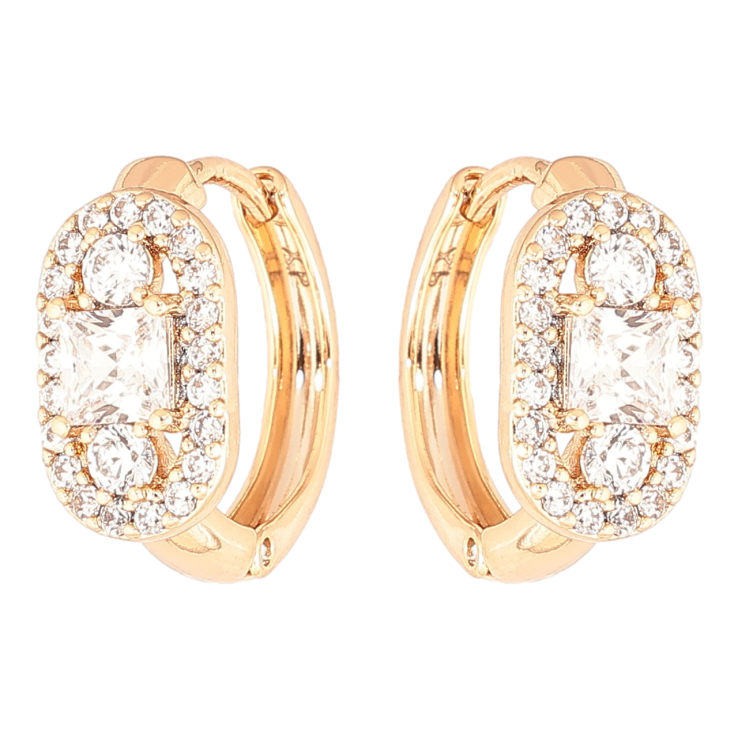 Сережки Xuping Позолота 18K колечка «Кришталевий блиск» фото №3 Сережки Xuping Позолота 18K колечка «Кришталевий блиск» фото №3